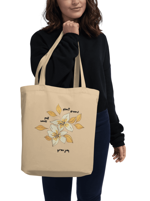 Grow Joy Botanical Cotton Tote Bag | Medium, Cream product image (2)