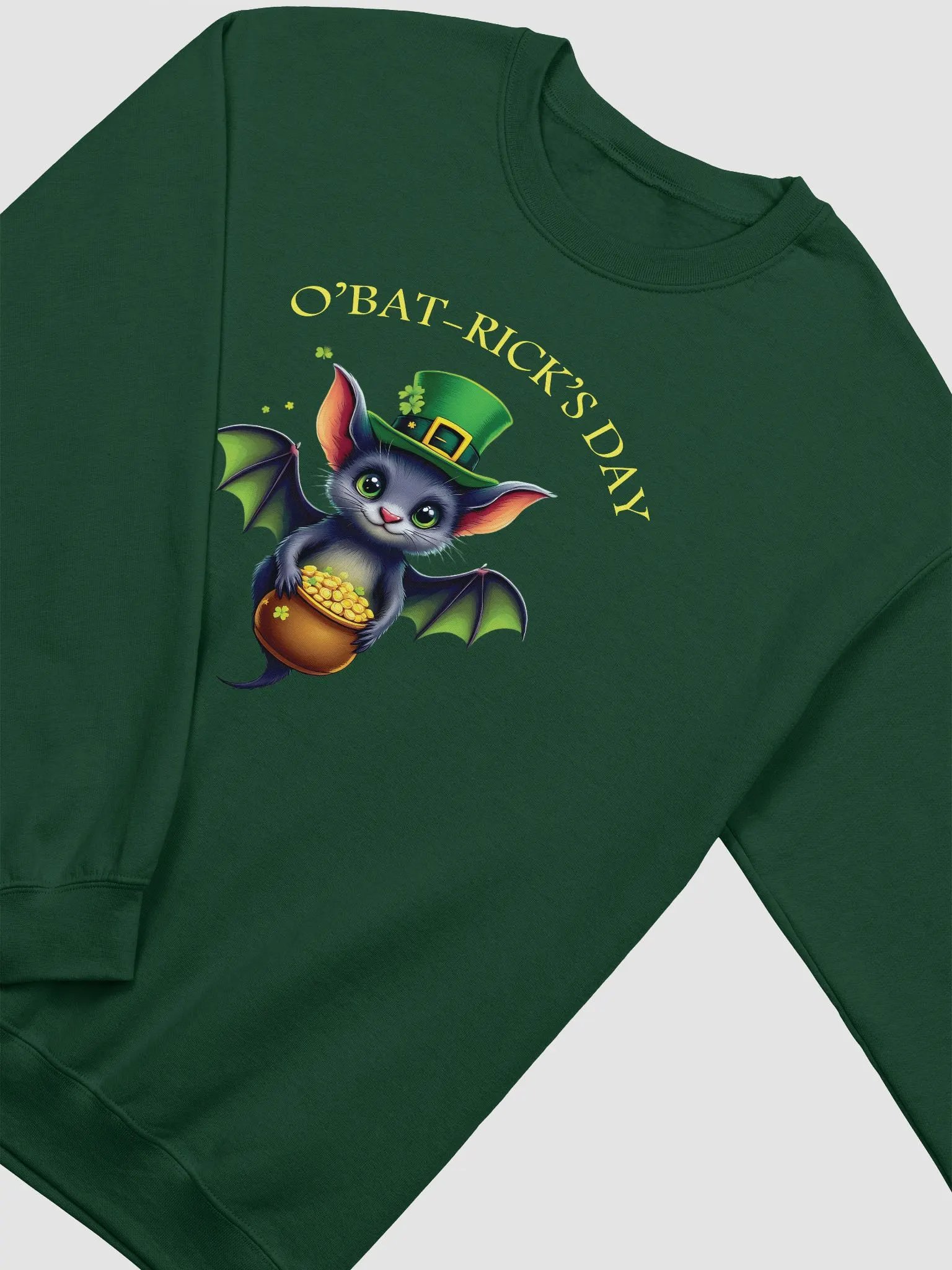 Cute St. Patrick’s Day Bat crewneck sweatshirt – O’Bat-Rick’s Day Funny Irish Design product image (5)