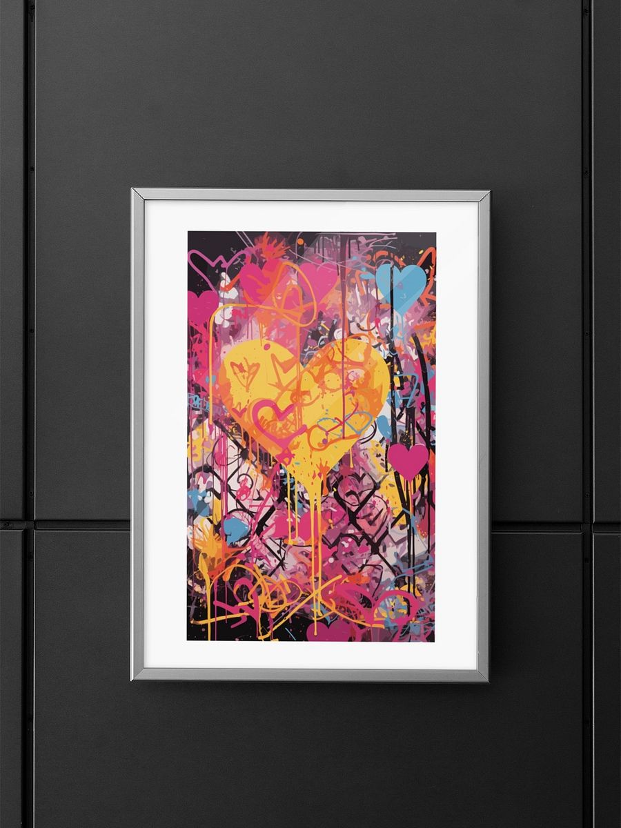 Vibrant Graffiti Heart Art Print, Multicolor Love Street Art Canvas, Urban Chic Home Decor, Expressive Dripping Heart Wall Hanging Piece product image (5)