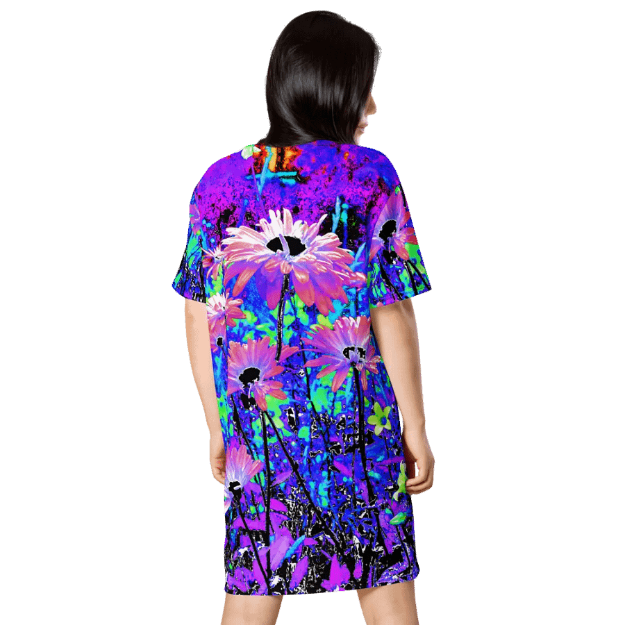 Abstract Surreal Daises in the Garden Ladies T Shirt Dress product image (2)