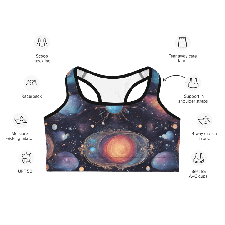 Cosmic Fusion All-Over Print Sports Bra product image (2)