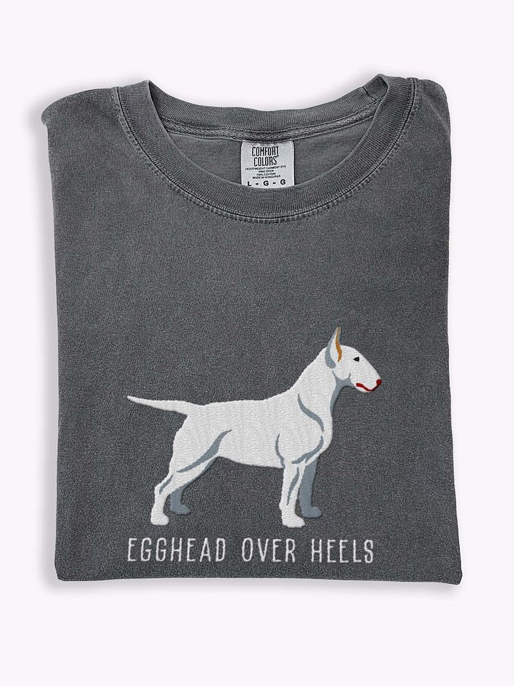 Egghead Over Heels T-Shirt(Embroidered) of an English Bull Terrier(White) product image (1)