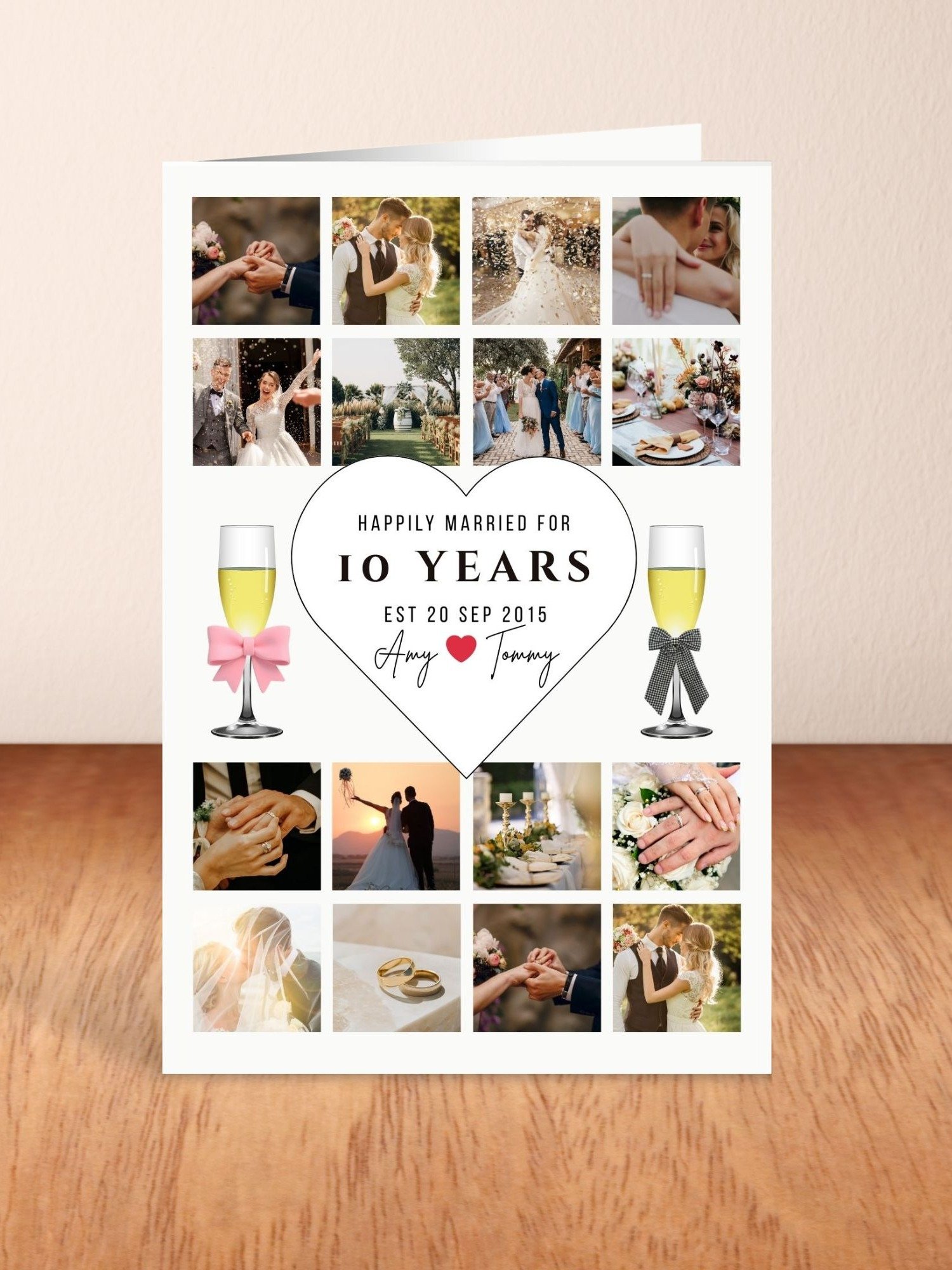Champagne Glasses With Bow Anniversary Photo Card Template product image (2)