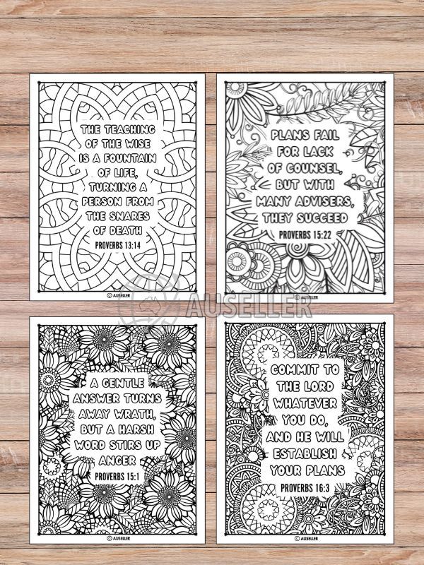 Printable Christian Colouring Book For Women - Colour In Words Of Wisdom: PROVERBS product image (7)