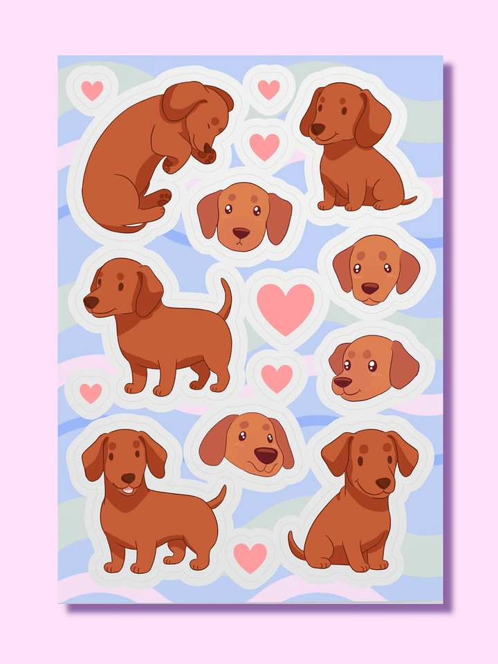 Whimsical Dachshund Delight Sticker Sheet product image (1)