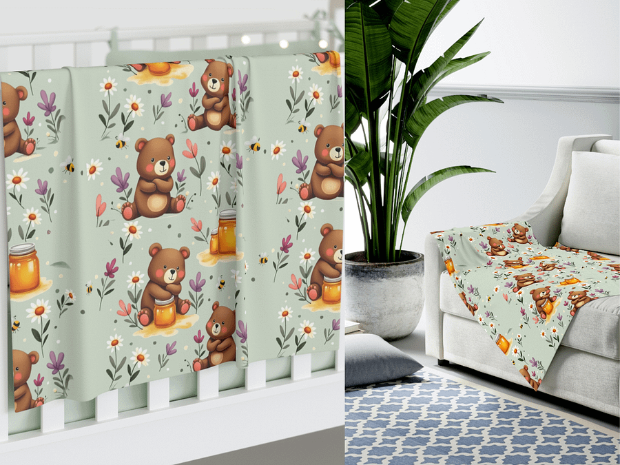 Bear Hug Honey Seamless pattern Digital Paper product image (4)