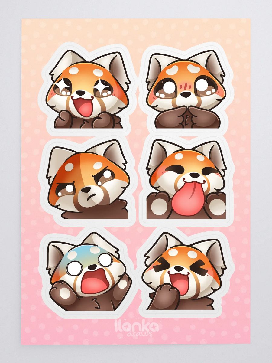 Red panda emote stickersheet product image (3)