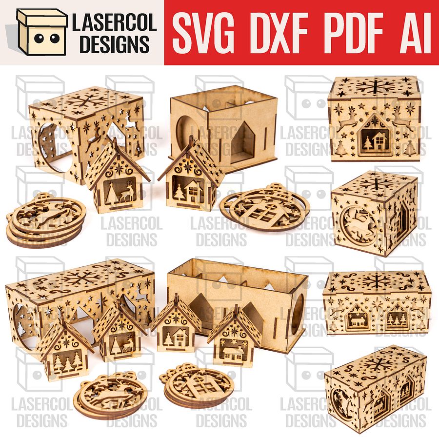 Christmas Ornaments Boxes - Laser Cut Files product image (1)