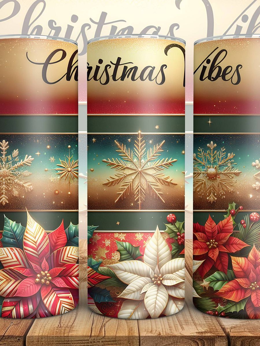 20 oz Poinsettia Christmas Vibes Tumbler product image (4)