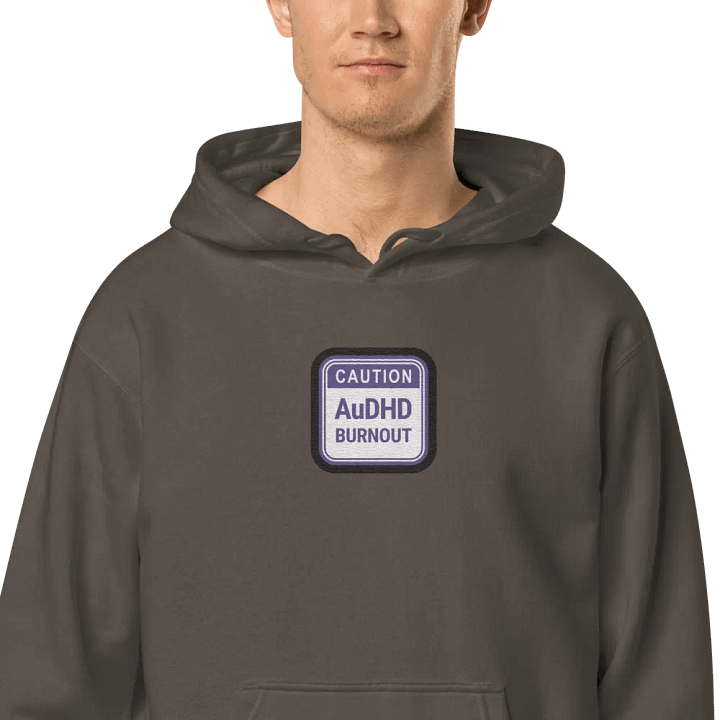 CAUTION: AuDHD BURNOUT embroidered pigment hoodie (purple bubble design) product image (2)