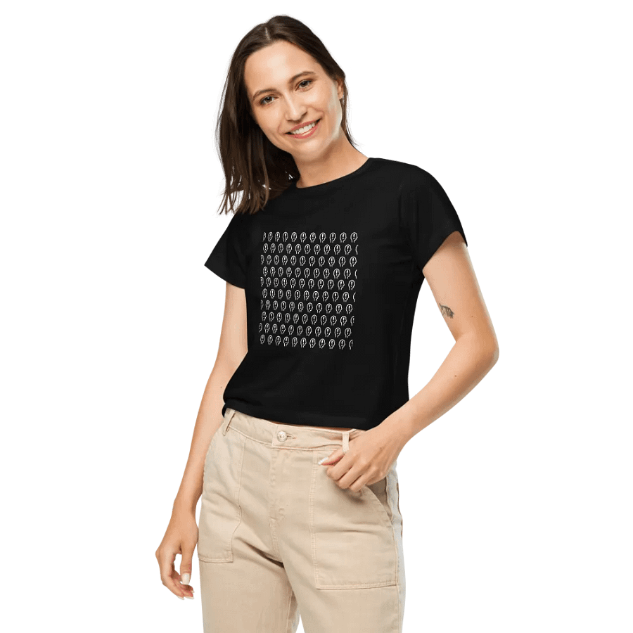 EXCLAIMING MENTALLY (white repeating) printed waist-length tee product image (17)