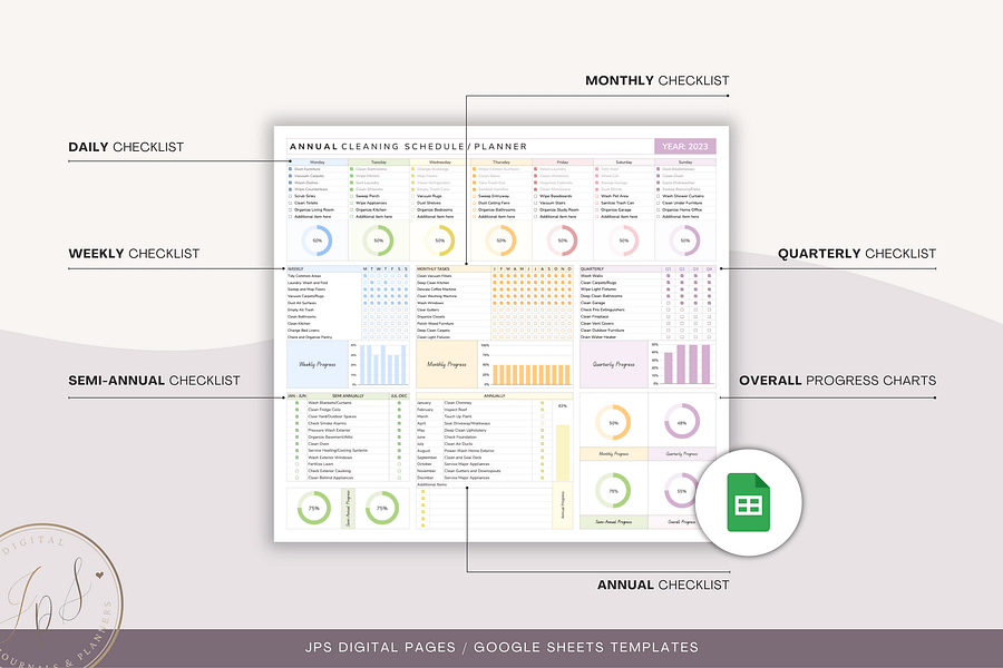 Comprehensive Cleaning Checklist Template - Google Sheets Template product image (3)