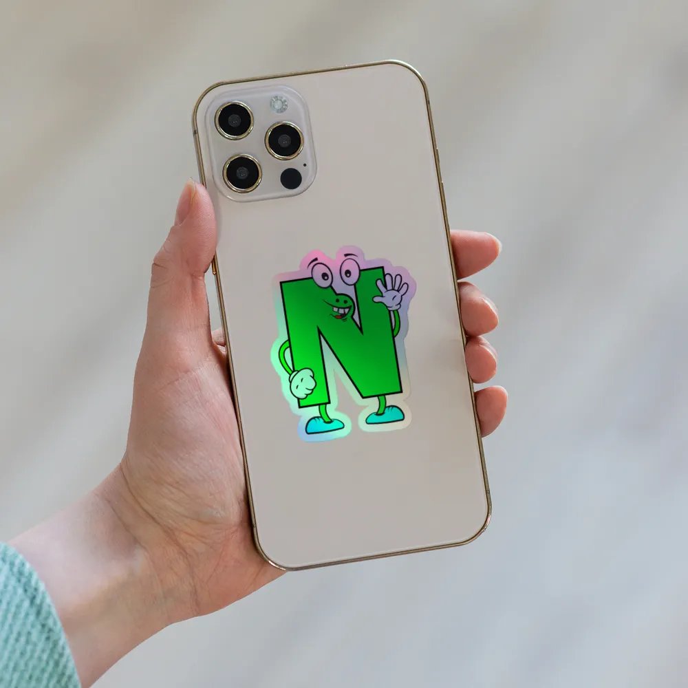 N Letter Cartoon Character Holographic Sticker product image (6)