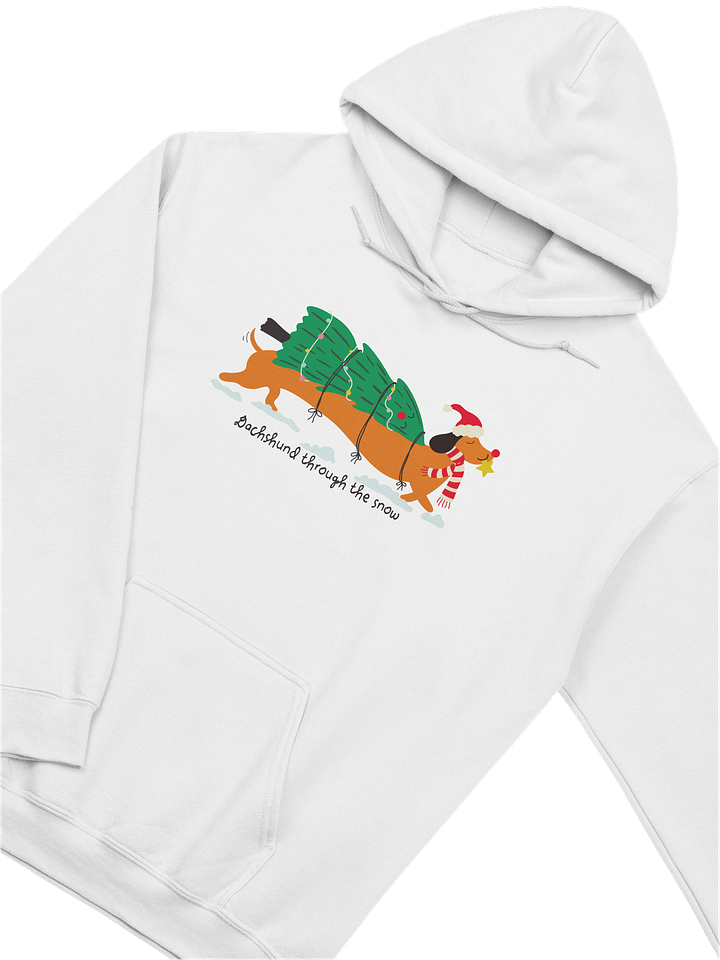 Dachshund Through the Snow Hoodie – Cute Holiday Tree Dachshund product image (2)