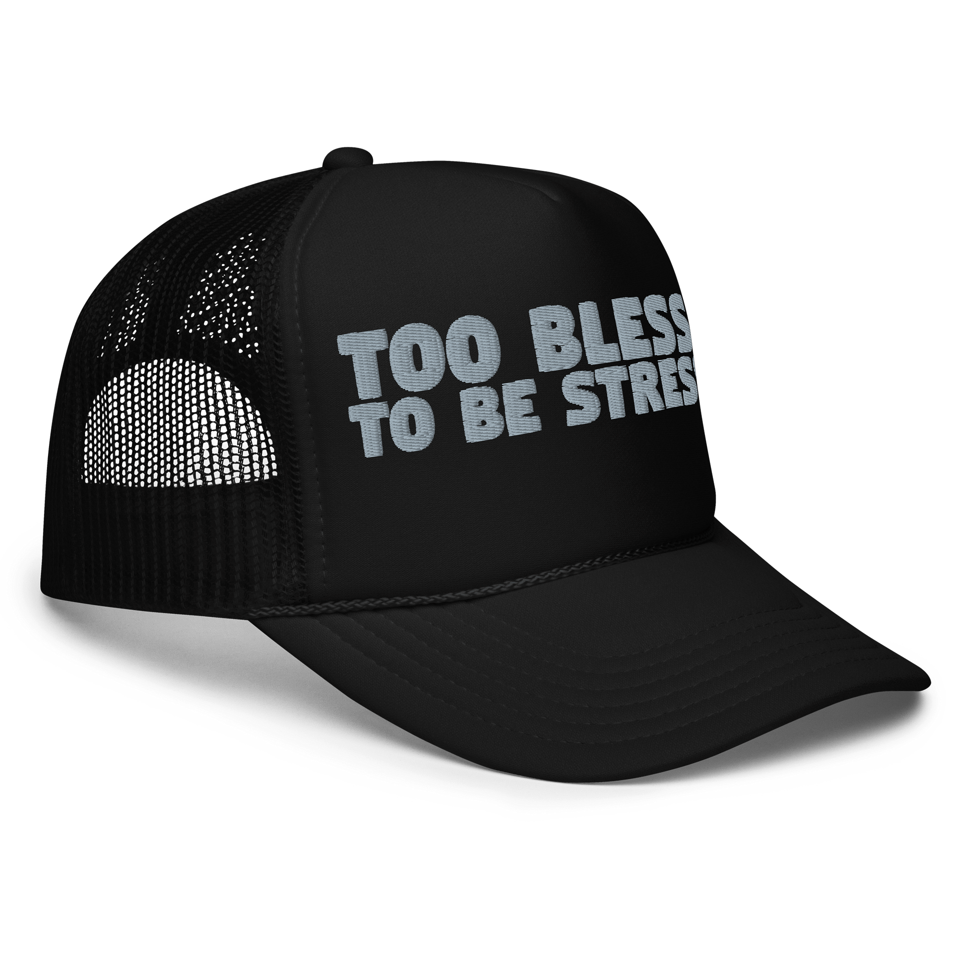 BLESSED NOT STRESSED Foam Trucker Hat product image (3)