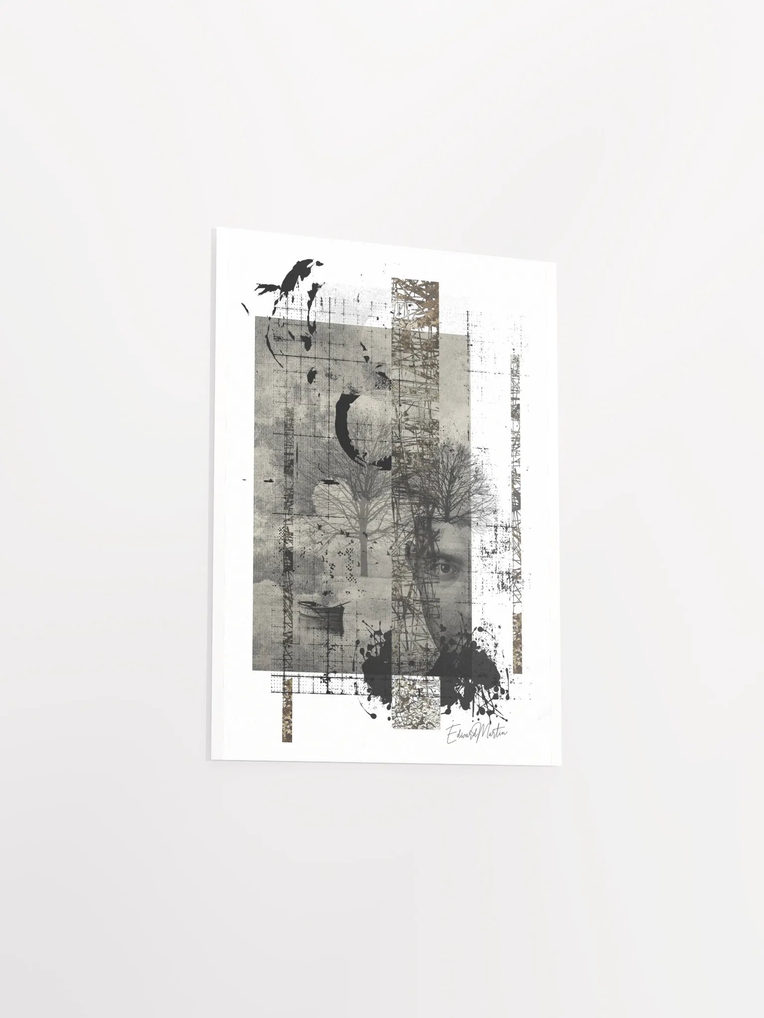 'Solitude' by Edward Martin- Collage-Monochrome Collage Poster product image (4)