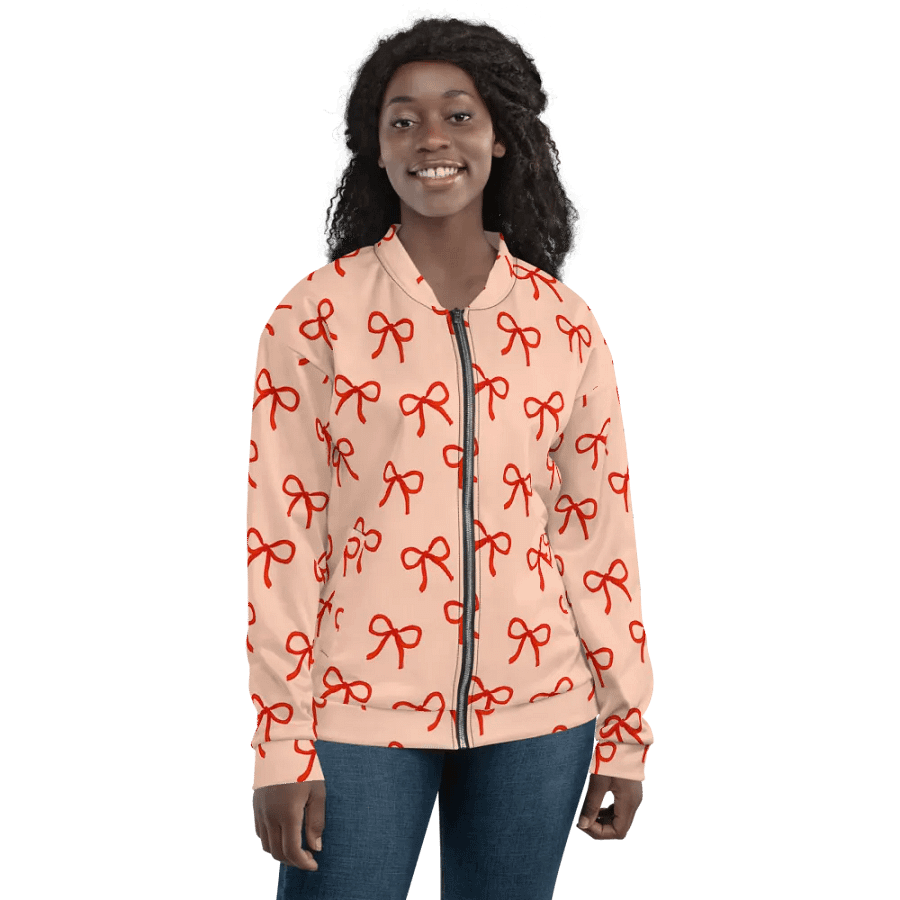 Dainty Bows Orange Bomber Jacket product image (8)