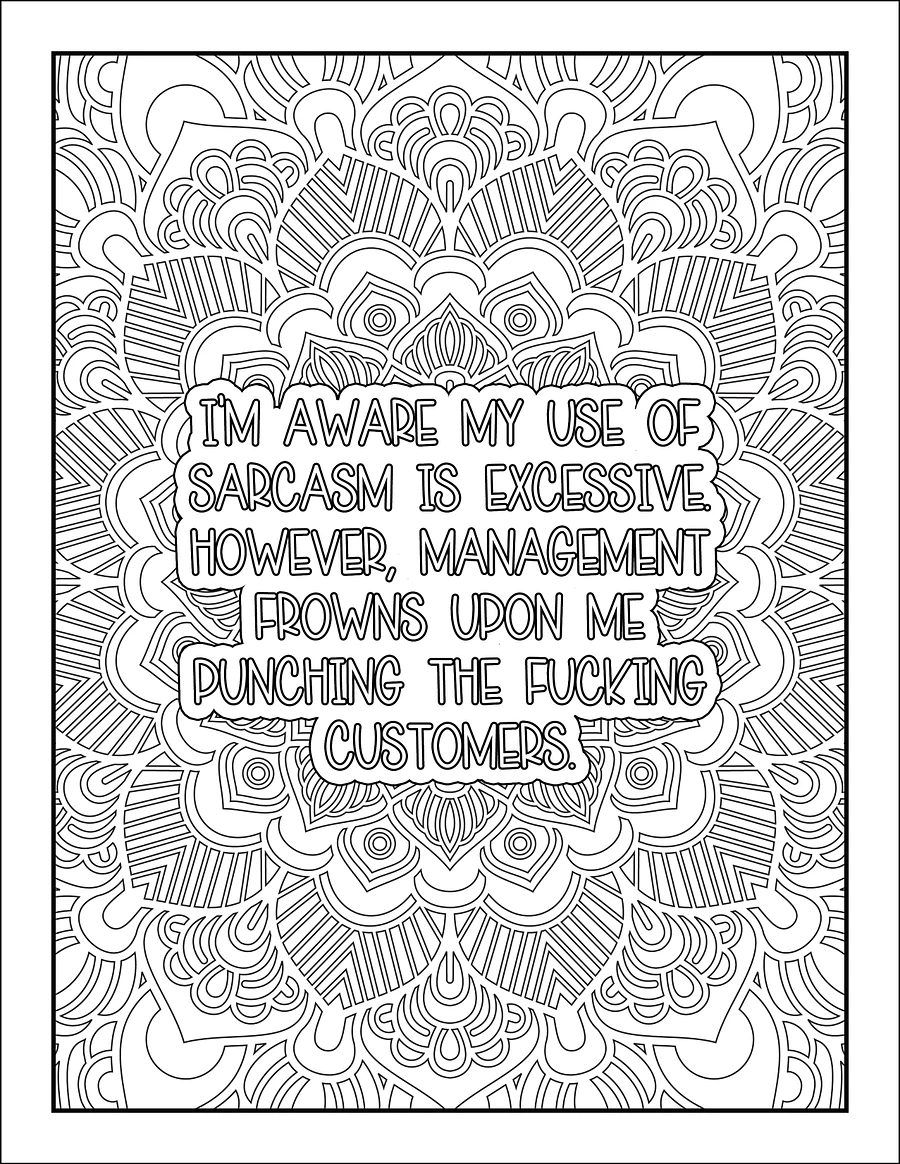 I F@cking Hate My Customer Service / Retail Job Adult Swear Word Coloring Book | Printable | Cuss Words | Sweary Phrases | Curse Words product image (2)
