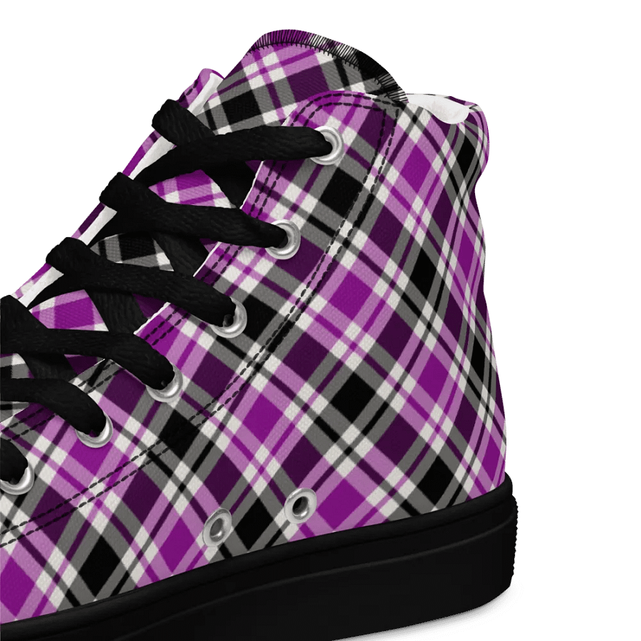 Purple, Black, & White Plaid Men's High Top Shoes product image (12)