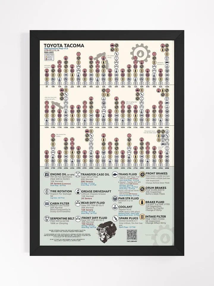 2.7L I4 2TR-FE TACOMA MAINTENANCE MAP - FRAMED product image (1)