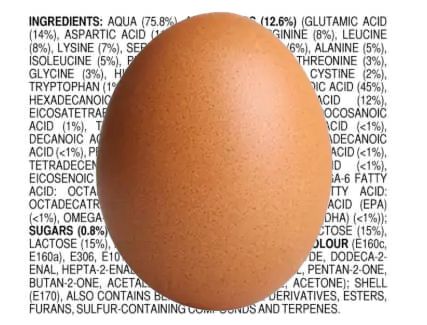 Tha answer is.

An egg. (The clue I guess is at the bottom, under 'Shell').

The natural stuff is still chemicals.  It's easy...