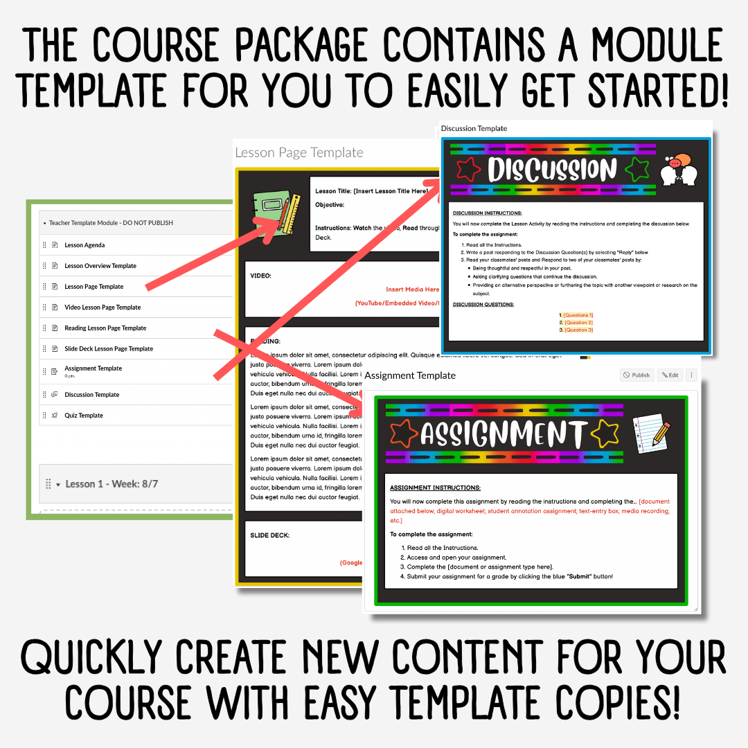 Canvas LMS Template - COURSE BUNDLE - Multicolored - 100% Customizable product image (9)
