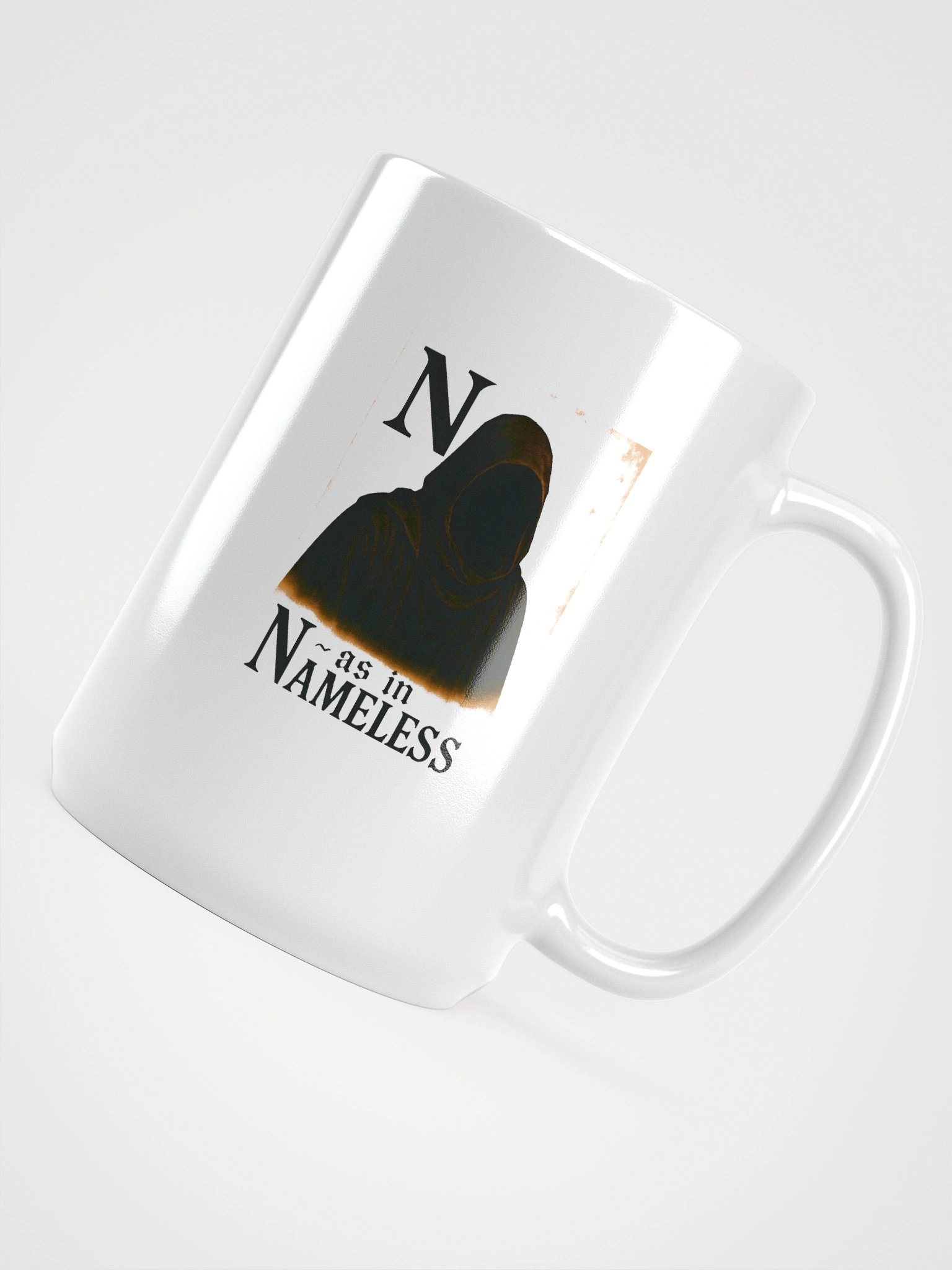 N as in nameless white glossy mug by dark alphabet product image (4)
