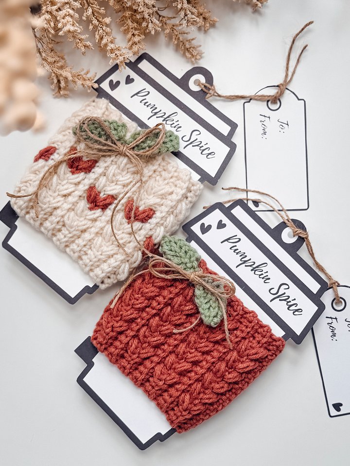 Wheat Stitch Pumpkin Coffee Cup Cozy Crochet Pattern product image (1)