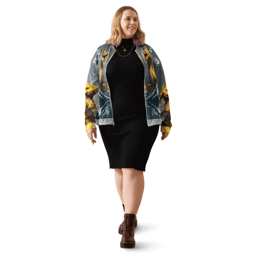 Dragon and the Wave/All-Over Print Bomber Jacket by Sublicolor product image (4)