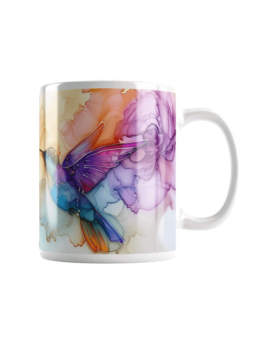 Hummingbird Alcohol Ink White Glossy Ceramic Mug by Treasure Pie product image (1)