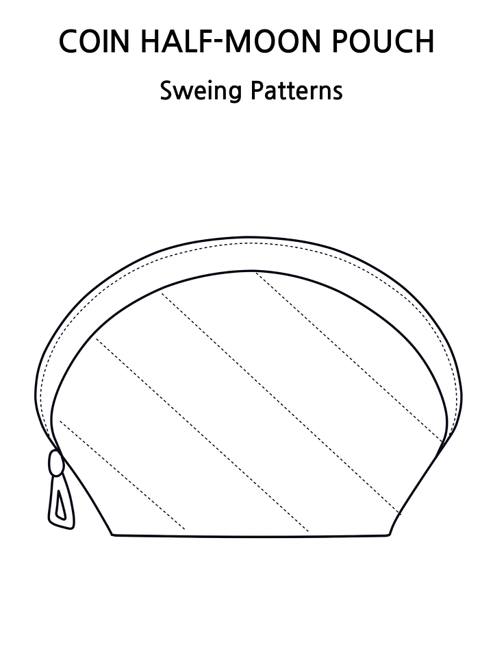 [PDF] Coin Half-Moon Pouch DIY full size print PDF file product image (1)