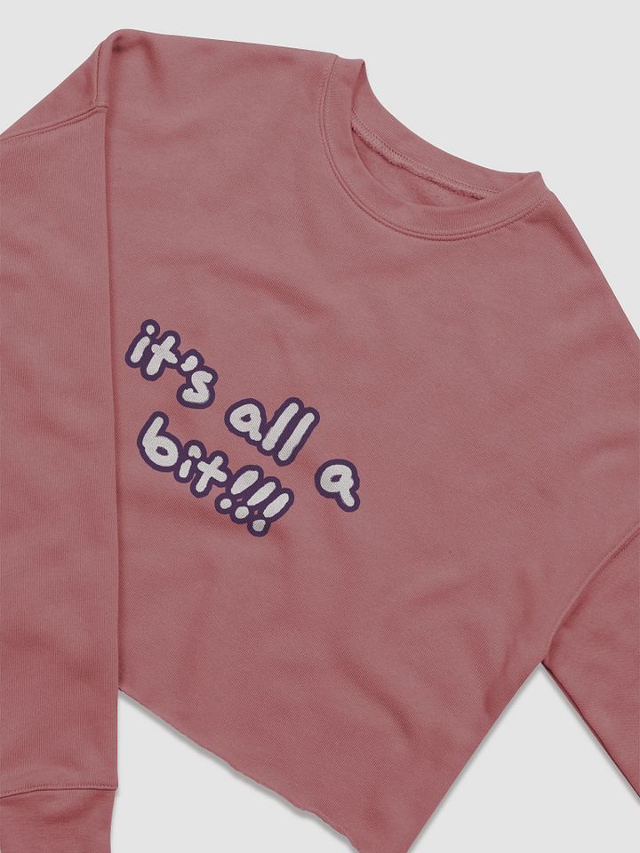 “It’s all a bit!!!” (sm. lined design, #432A54) Women's Fleece Crop Sweatshirt product image (25)