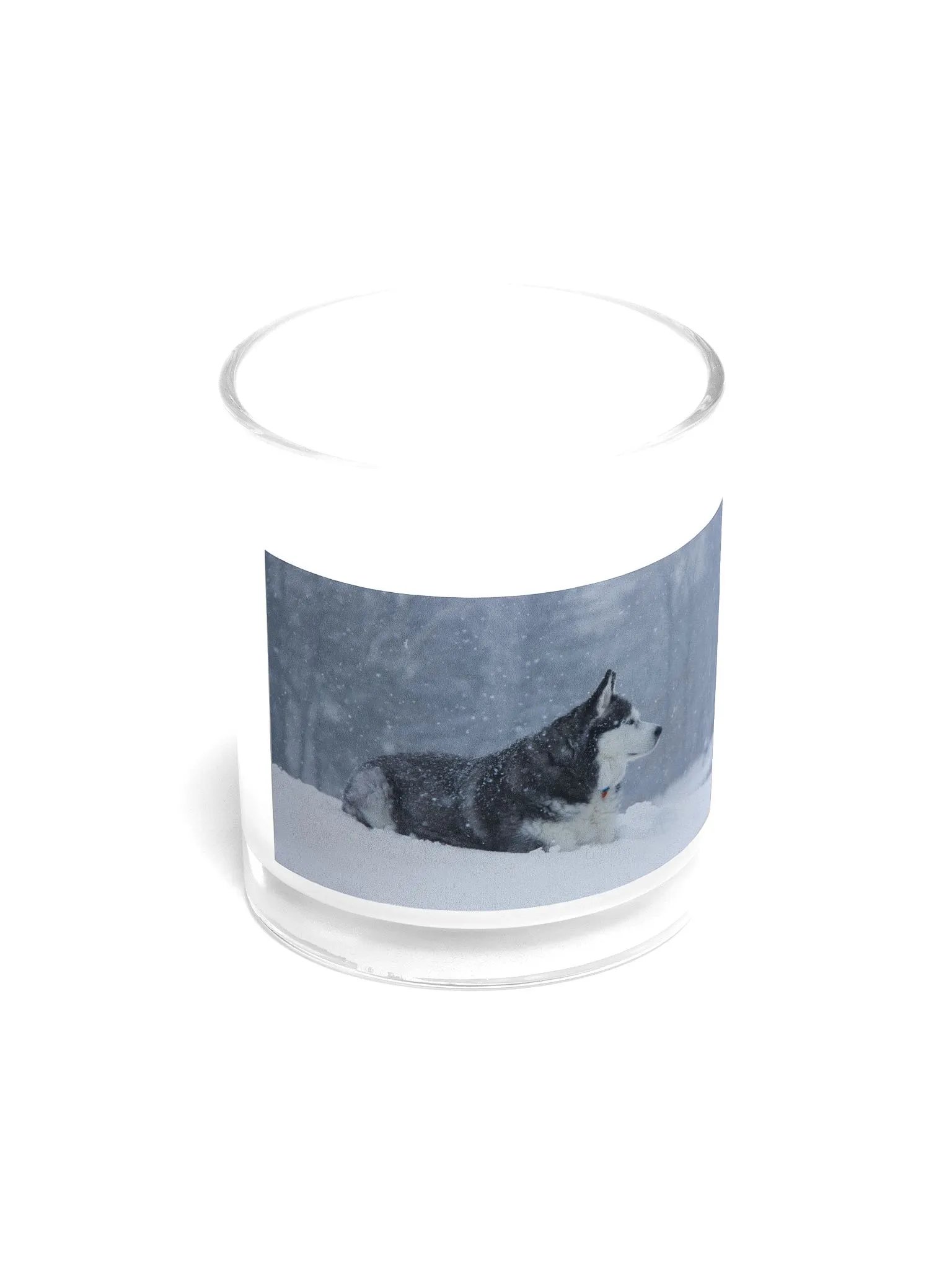 Blue Eye Siberian Husky in the Snow - Candle product image (2)
