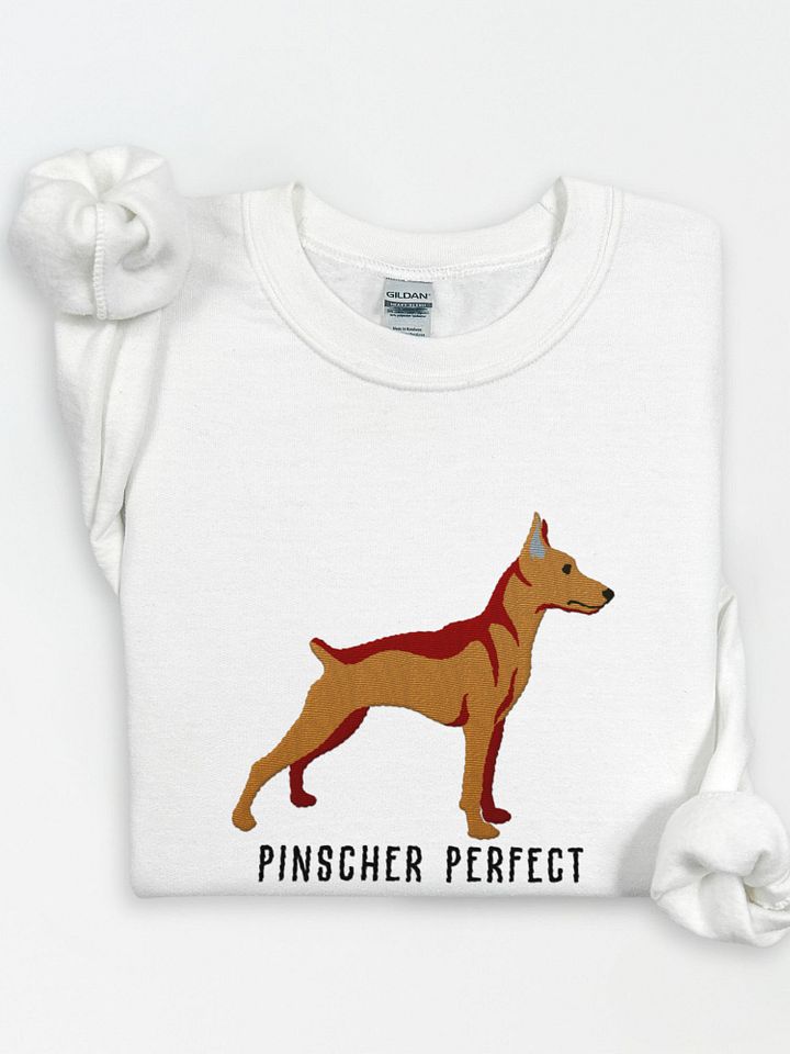 Pinscher Perfect Sweatshirt (Embroidered) of a Mini Pinscher(Tan) product image (1)