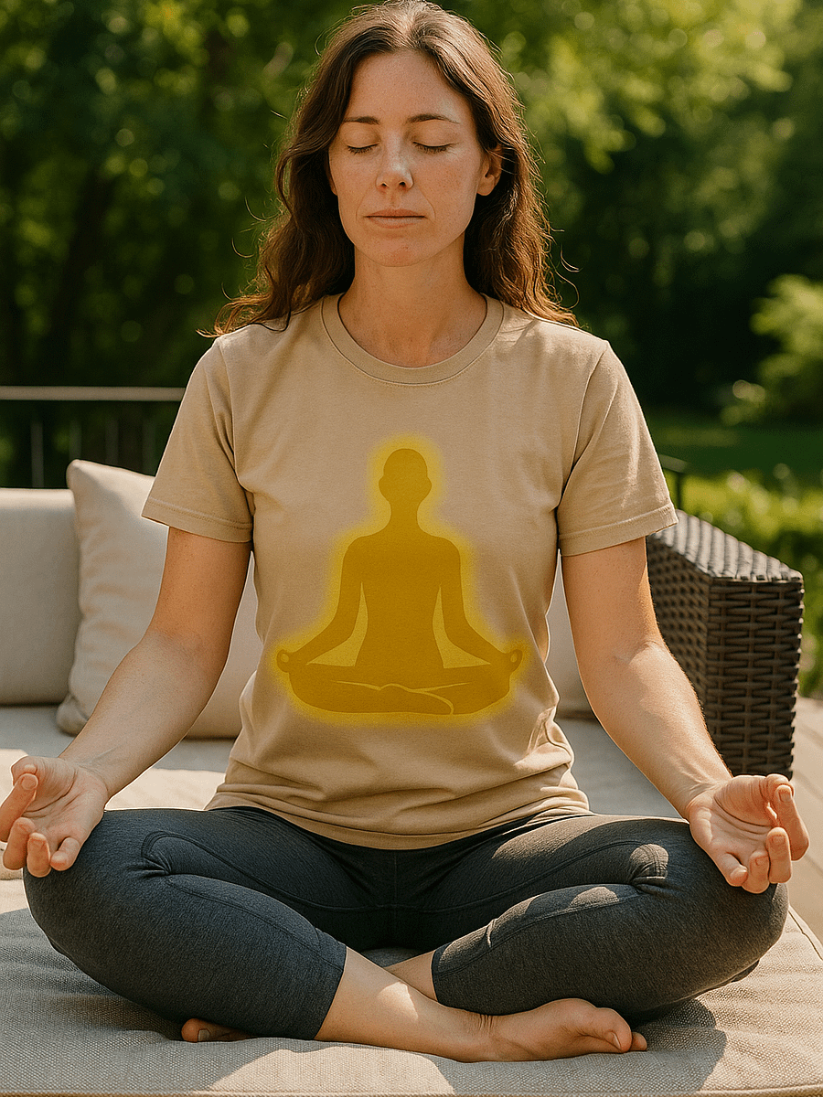 Peace in Practice – Golden Meditation Silhouette Tee | Sand product image (5)