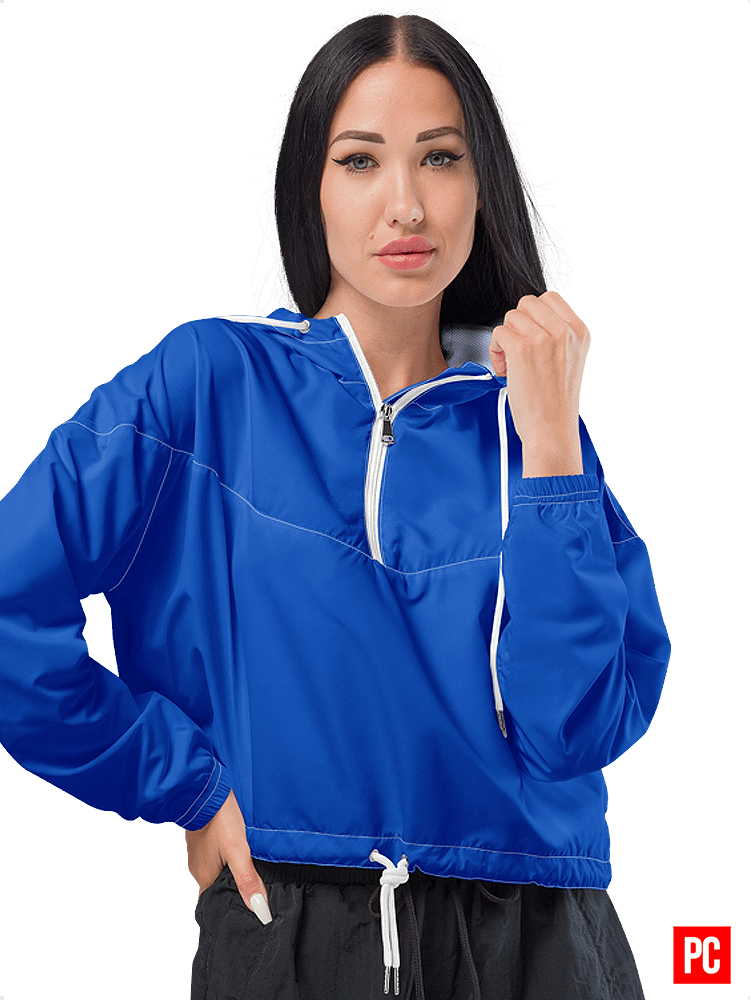 Plain Color Absolute Blue Cropped Windbreaker product image (1)