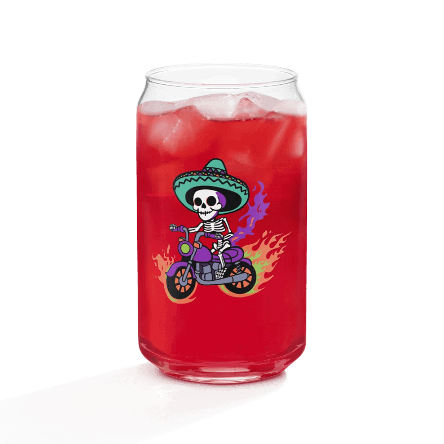 Bone to be Wild Colorful 16oz Can-Shaped Drinking Glass product image (3)