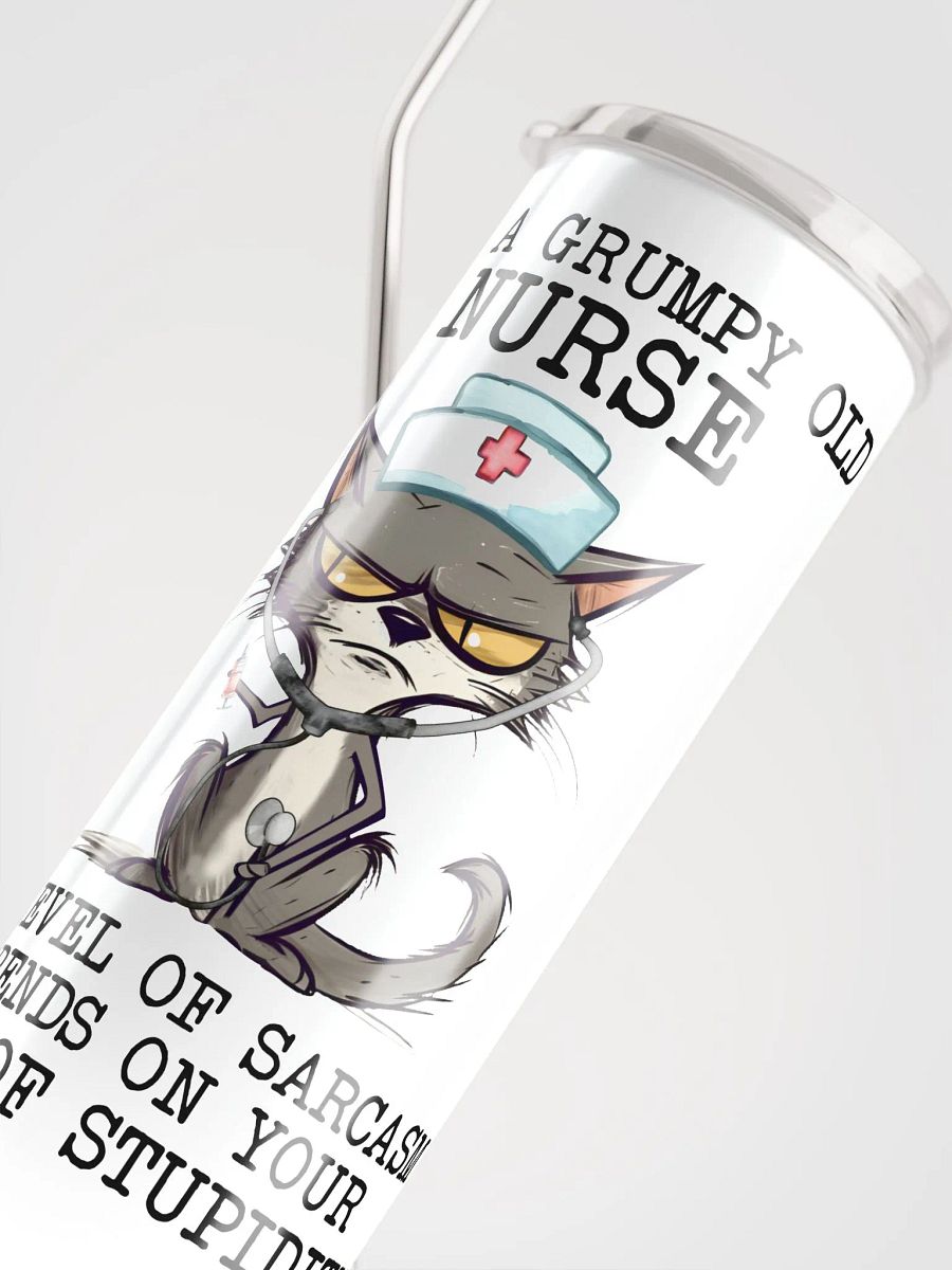 Grumpy Nurse Cat Tumbler: Sarcasm Level - Nurse Approved! product image (6)