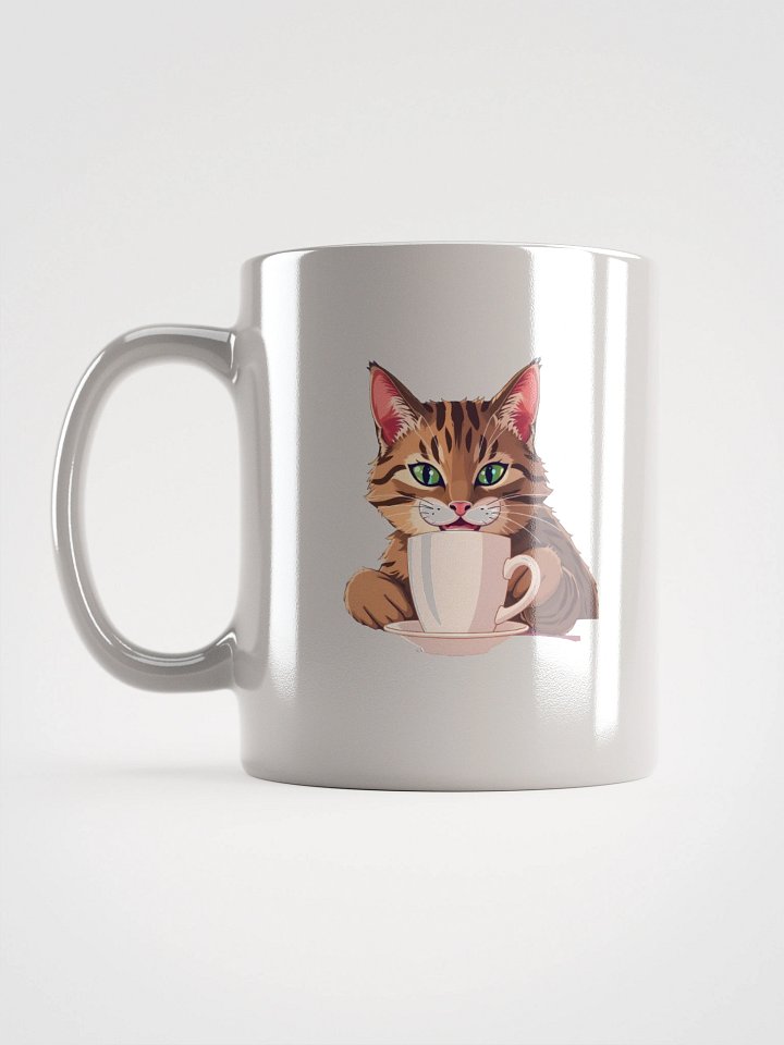 White Glossy Mug-Caffeine Cat product image (1)