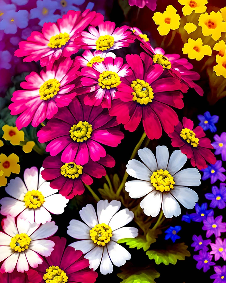 Vibrant Cineraria Floral Array - Lush Blossoms Wall Art Print Matte Poster product image (1)