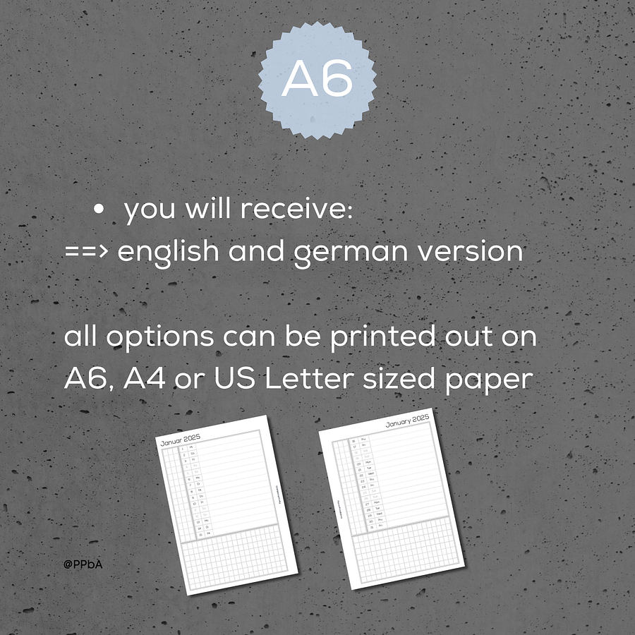 monthly overviews - A6 - 2025 - horizontal layout product image (5)