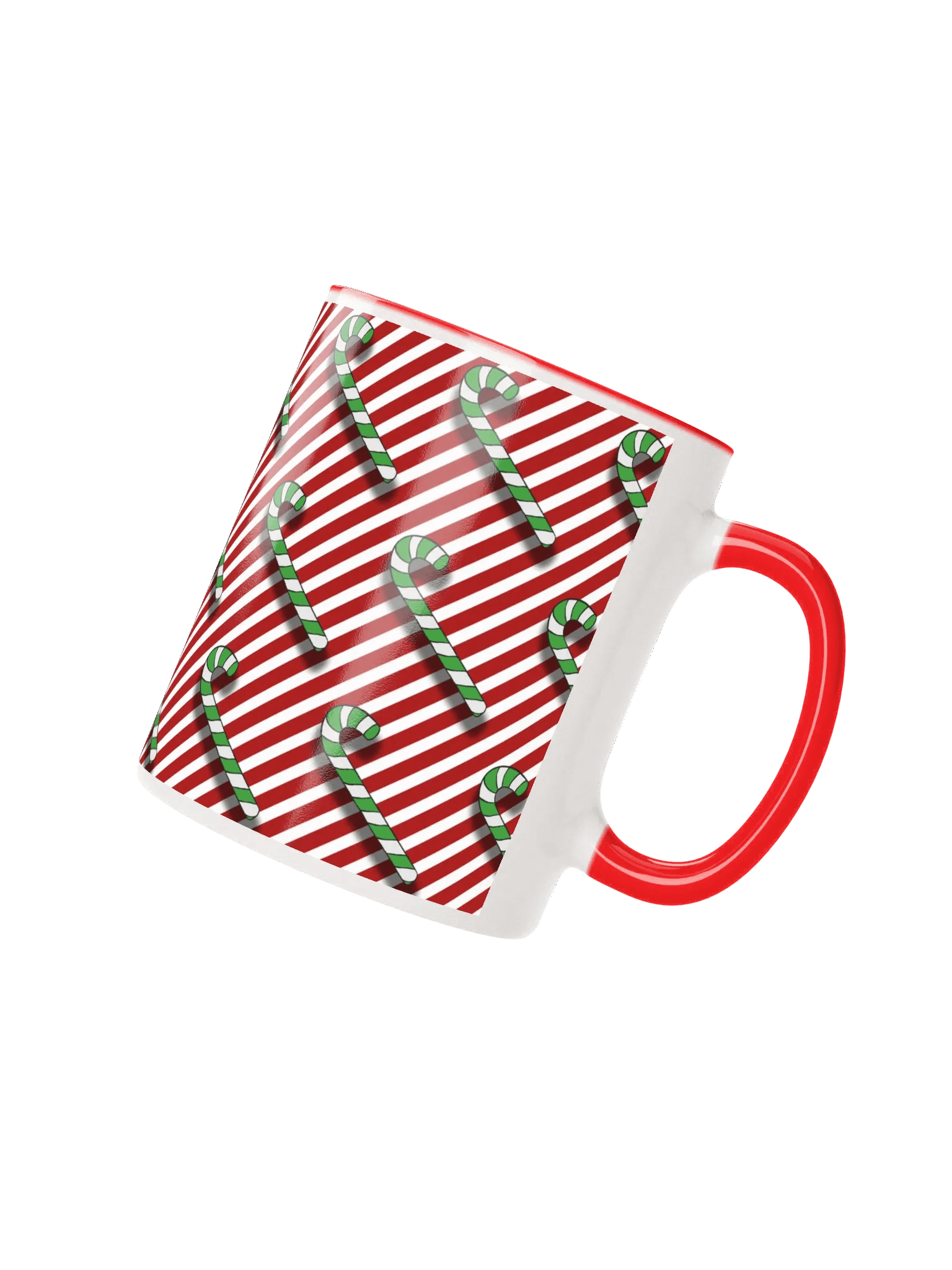 Green Candy Canes on Red Peppermint Stripe Ceramic Mug product image (2)