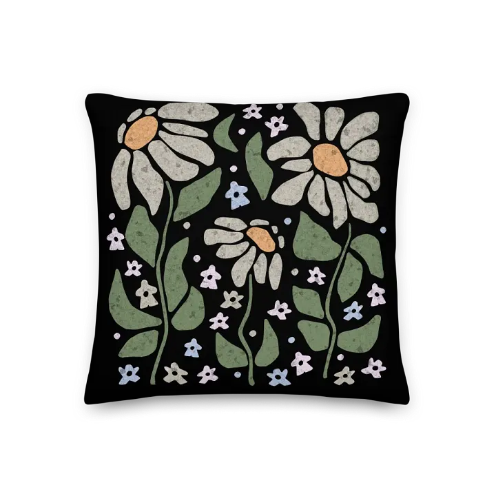 Pastel Floral Dancing Meeples 18" x 18" Pillow - Black product image (2)