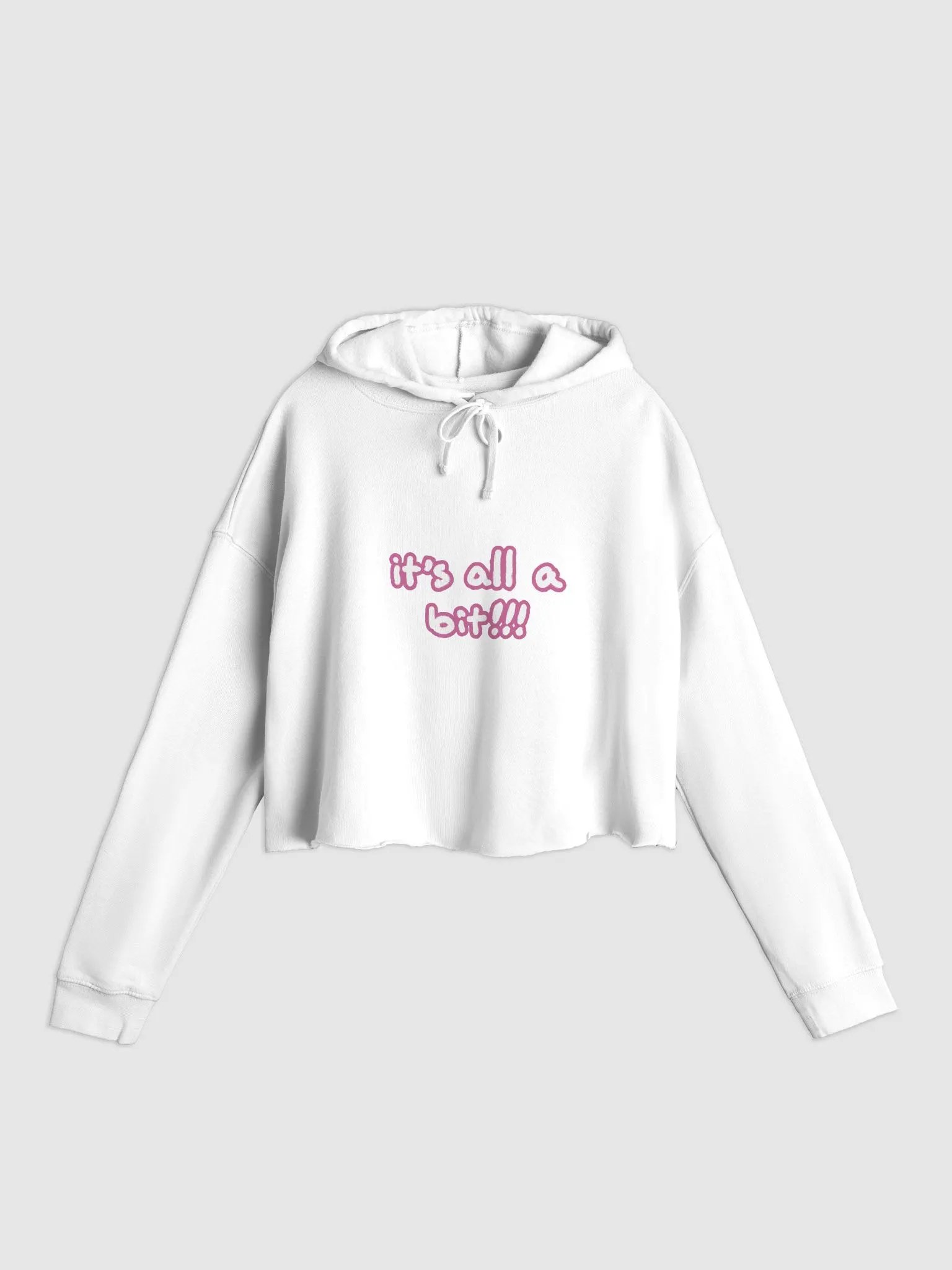 “It’s all a bit!!!” (sm. lined design, #CB6398) lightweight cropped hoodie product image (3)