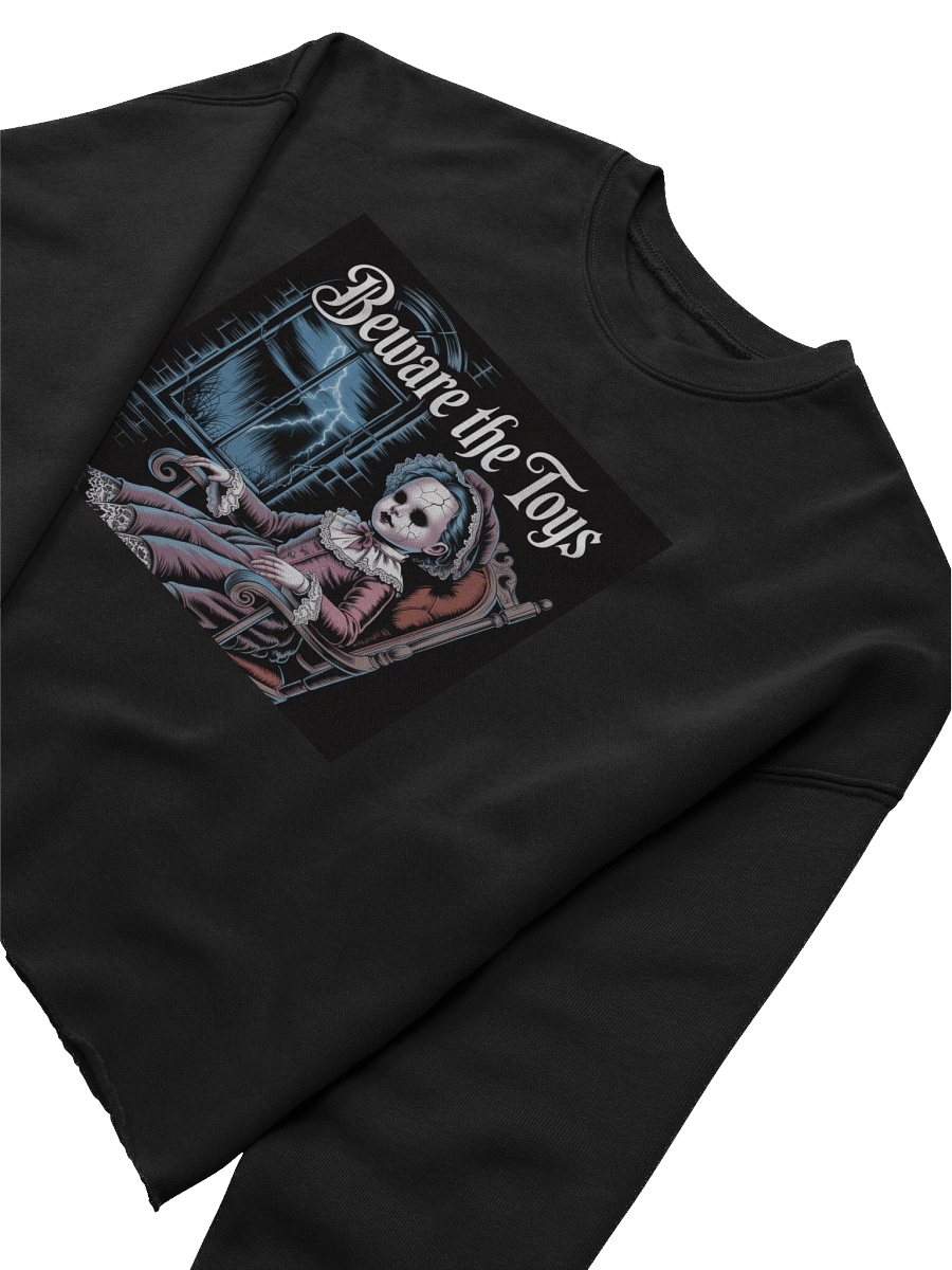 Beware the Toys Women's Fleece Crop Sweatshirt - Black Gothic Design by Midnight Veil Designs product image (5)