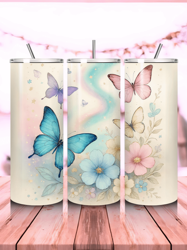 Butterfly Tumbler Wrap PNG – 20oz Skinny Sublimation Design with Vibrant Spring Butterflies & Colorful Floral Elements – Perfect Gift for Spring Lovers – 300 DPI Instant Digital Download product image (1)