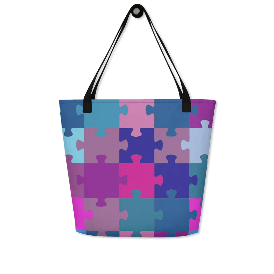 Vibrant Puzzle Pieces All-Over Tote Bag product image (4)