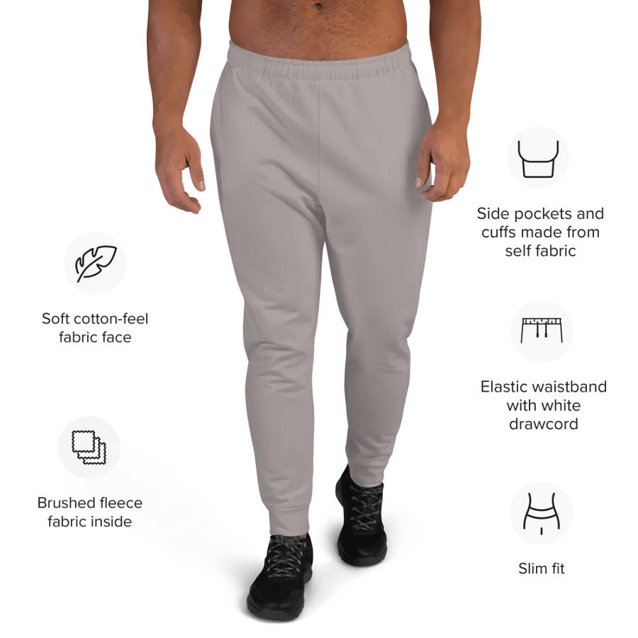 Plain Grey Soft Summer Recycled Polyester Premium Men's Joggers by Treasure Pie product image (9)