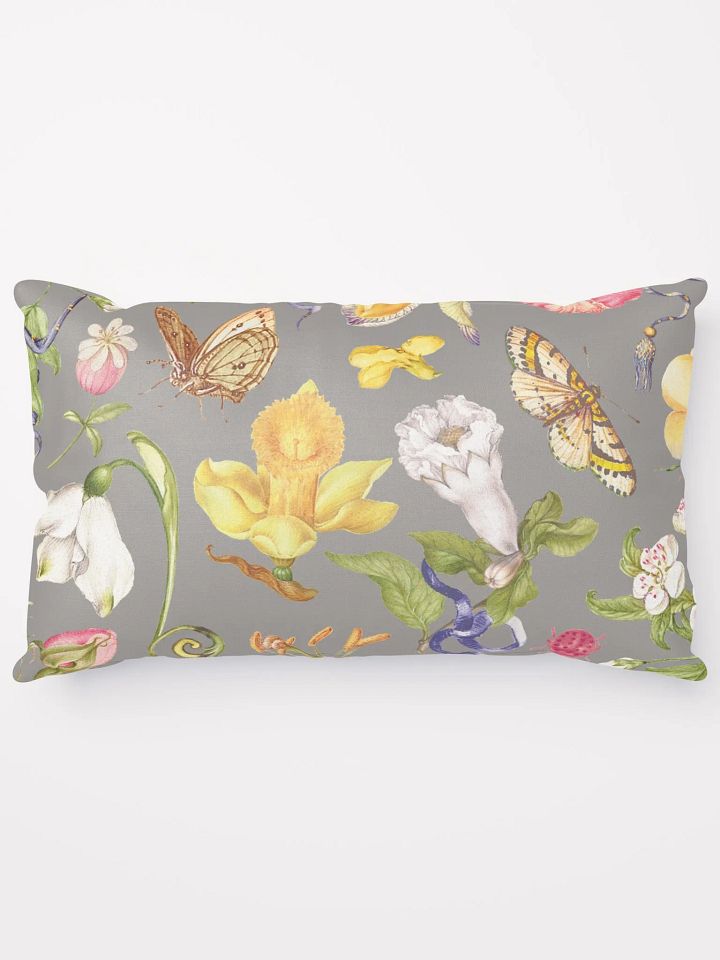 Exotic Blooming Floral Butterfly Grey Pillows product image (1)