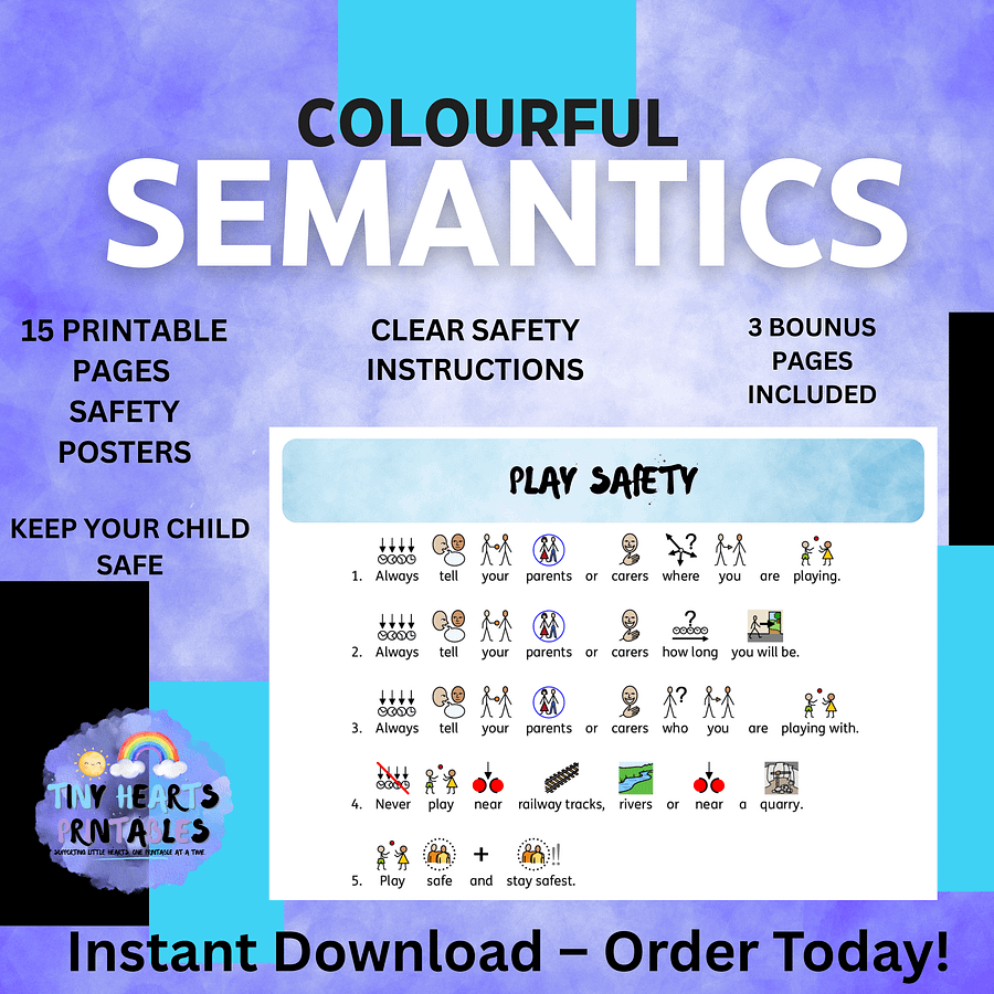 Colourful Semantics Safety Poster Bundle | 15 Visual Safety Rules for Kids | SEN, EYFS, Classroom, PSHE, Mental Health product image (5)